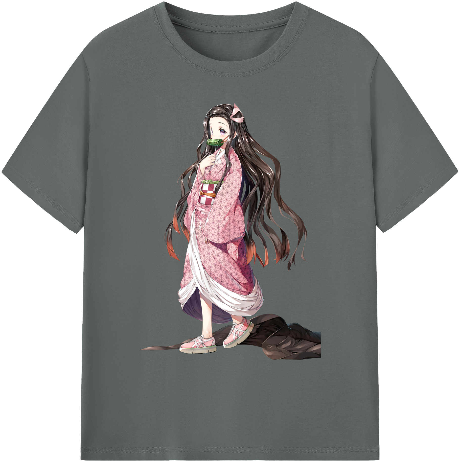（画像用） 鬼滅の刃（きめつのやいば）竈門 禰󠄀豆子／かまど ねずこ Kamado Nezuko 綿100％ メンズ半袖Tシャツ｜肌触りやわらか＆通気性